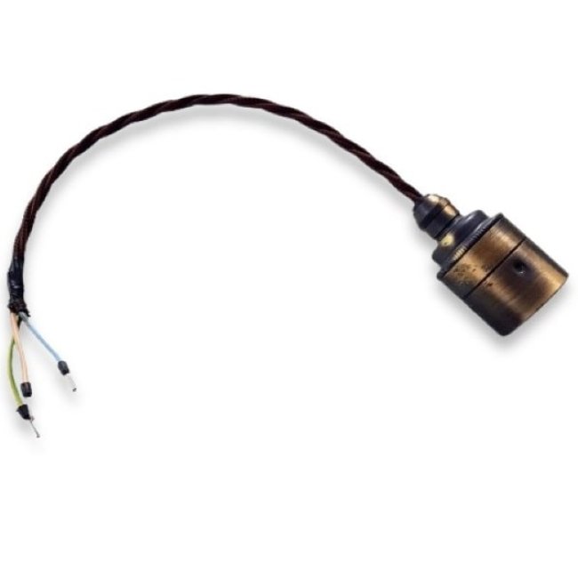 Retro Fassung für Leuchtmittel Messing massiv mit Kabel